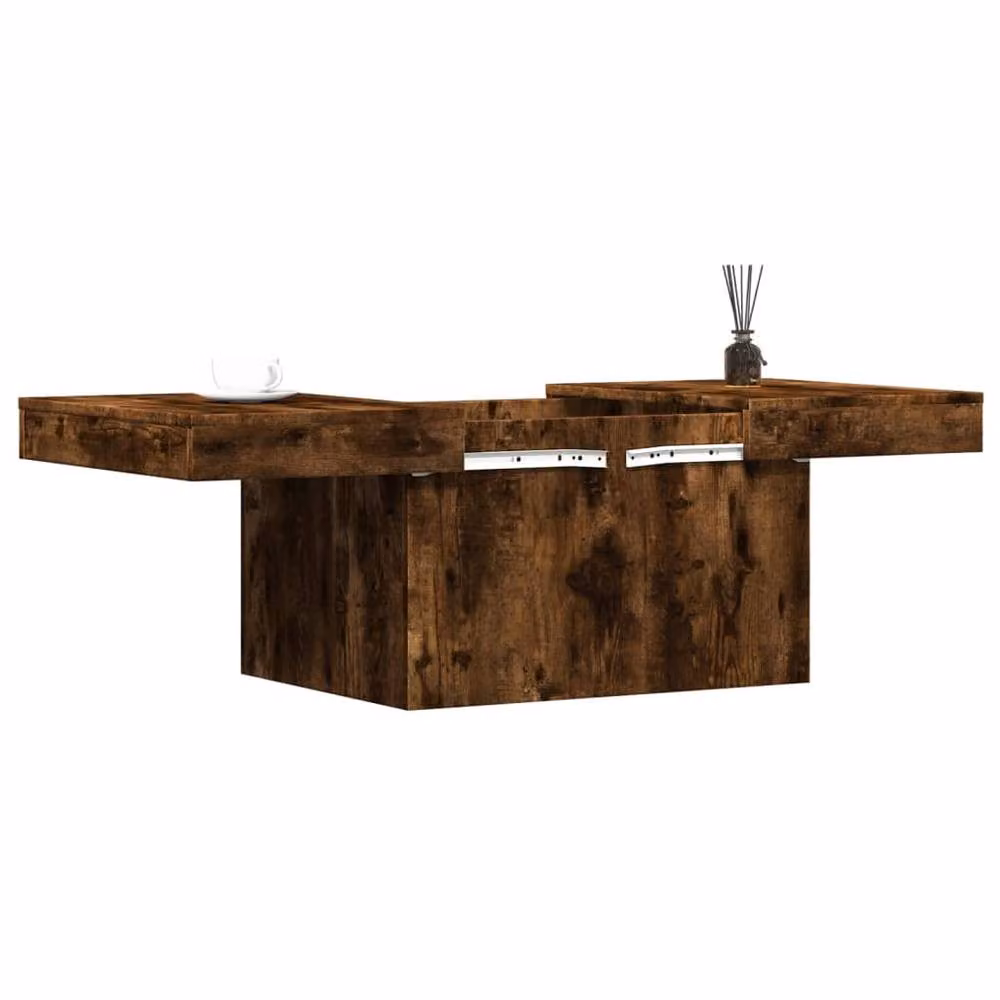 Berkfield Home Smoked Oak Coffee Table in Brown, W/D/H: 80 x 55 x 40 cm – 3