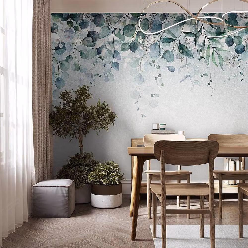 Superfresco Easy Botanical Cascade Duck Egg Print Floral Wall Mural in Blue, W: 300 cm, H: 280 cm – 2