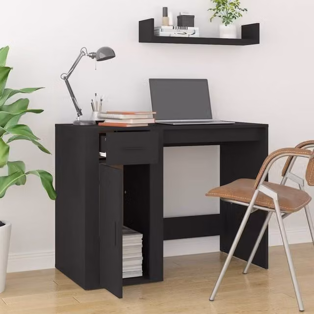 Berkfield Home Elegant Writing Desk in Black, W/D/H: 100 x 49 x 75 cm