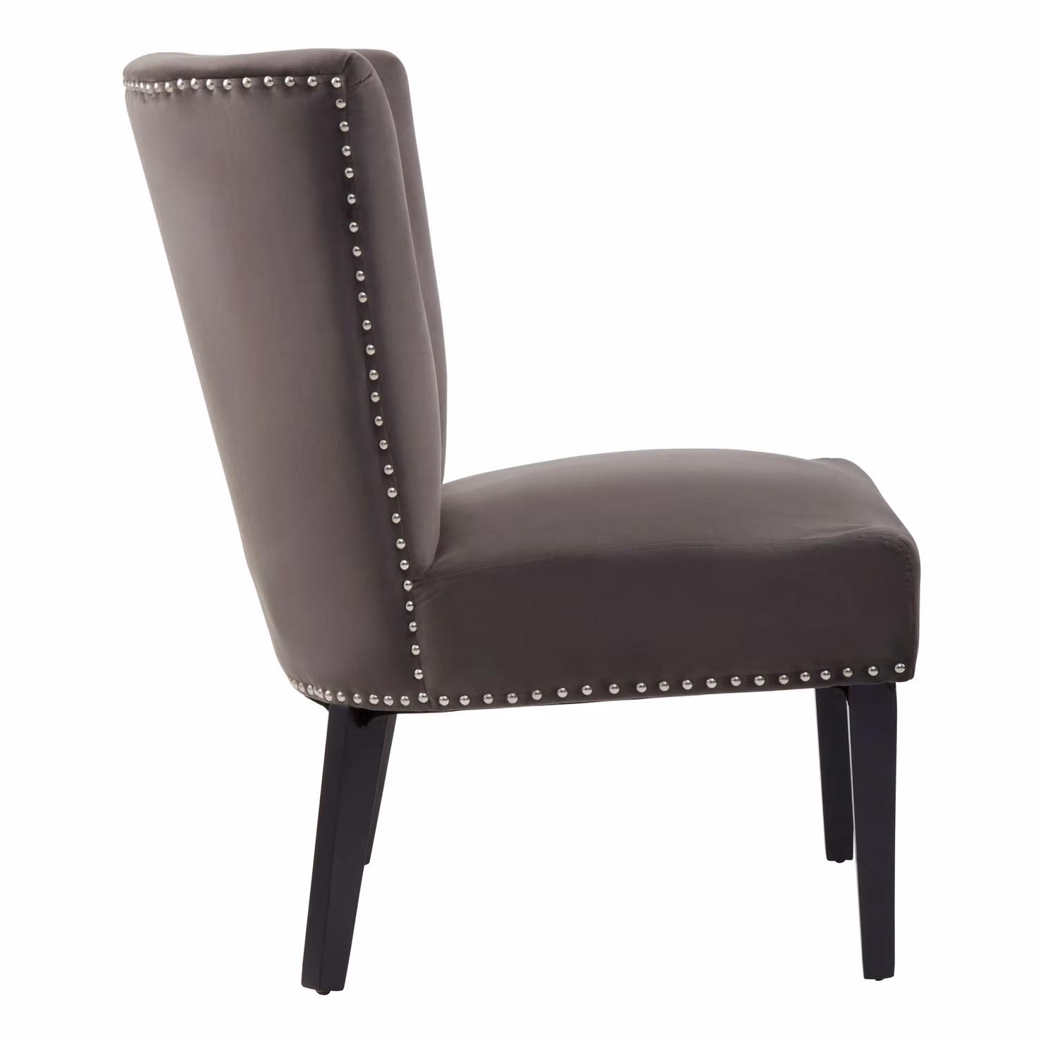 Interiors by Premier Orsina Velvet Winged Dining Chair in Grey and Black with Wooden Legs – 4