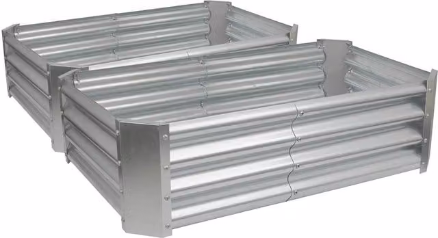Harbour Housewares Silver Galvanised Steel Raised Garden Bed, W: 120 cm, D: 60 cm