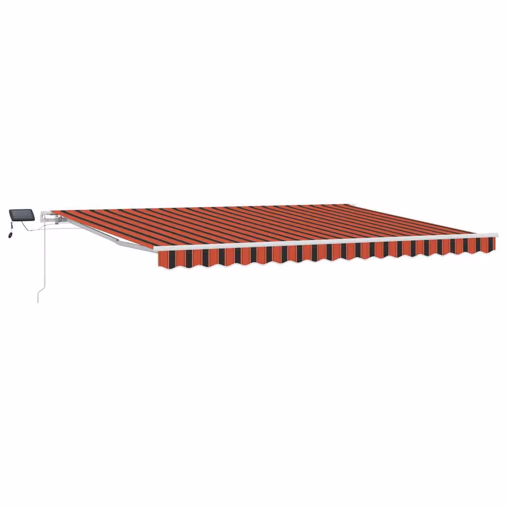 Berkfield Home Manual Retractable Wall-Mounted Folding Arm Awning with LED, Orange and Brown Striped, W: 450 cm, D: 350 cm – 2