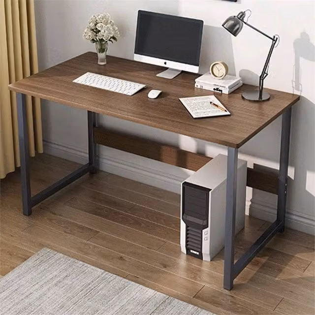 SPETLEK Computer Desk in Brown with Metal Frame for Home Office Workstation – 1