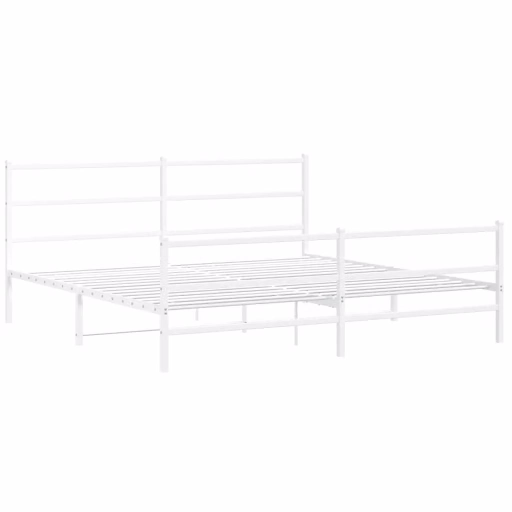 Berkfield Home Metal Bed Frame with Footboard, White, W/D/H: 183 x 213 cm – 2