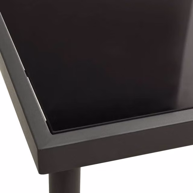 Berkfield Home Outdoor Dining Table in Anthracite and Black with Glass and Steel, W/D/H: 80 x 80 x 72 cm – 1
