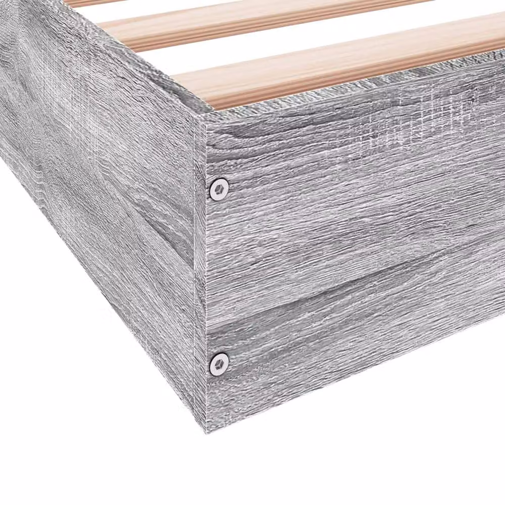 Berkfield Home Grey Sonoma Bed Frame in Engineered Wood W/D/H: 140 x 200 cm – 3