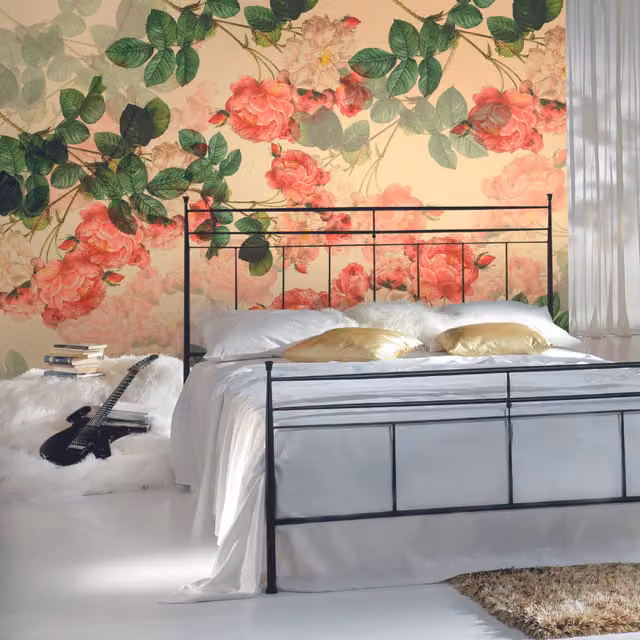 Origin Murals Classic Rose Design Floral Wall Mural in Yellow and Multicolour