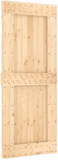 Berkfield Home Rustic Solid Wood Sliding Door with Hardware Set in Beige, W: 85 cm, H: 210 cm