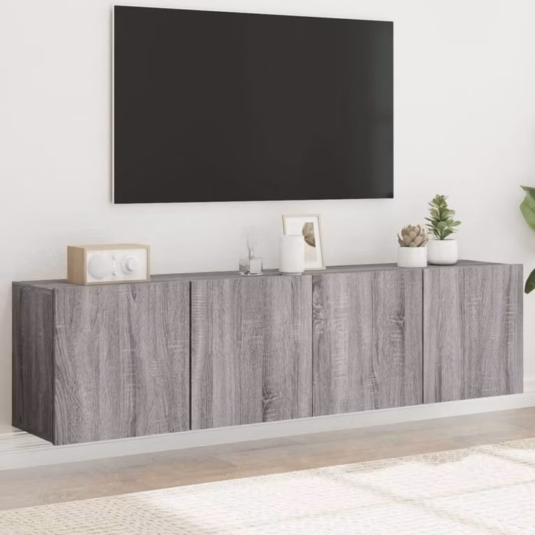 Berkfield Home Wall-mounted TV Cabinets, 2 Piece Set, Grey Sonoma, W/D/H: 80 x 30 x 41 cm