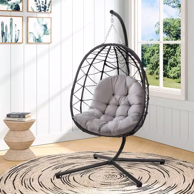 Lifeideas Round Swing Chair Cushion in Light Grey with Outdoor Fabric