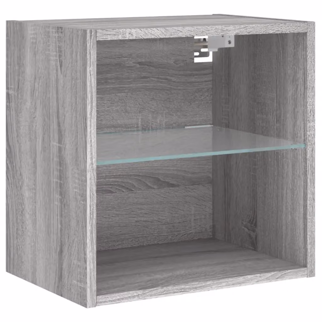 Berkfield Home Wall-mounted Bedside Cabinet with Integrated LED Lights in Grey Sonoma – 4