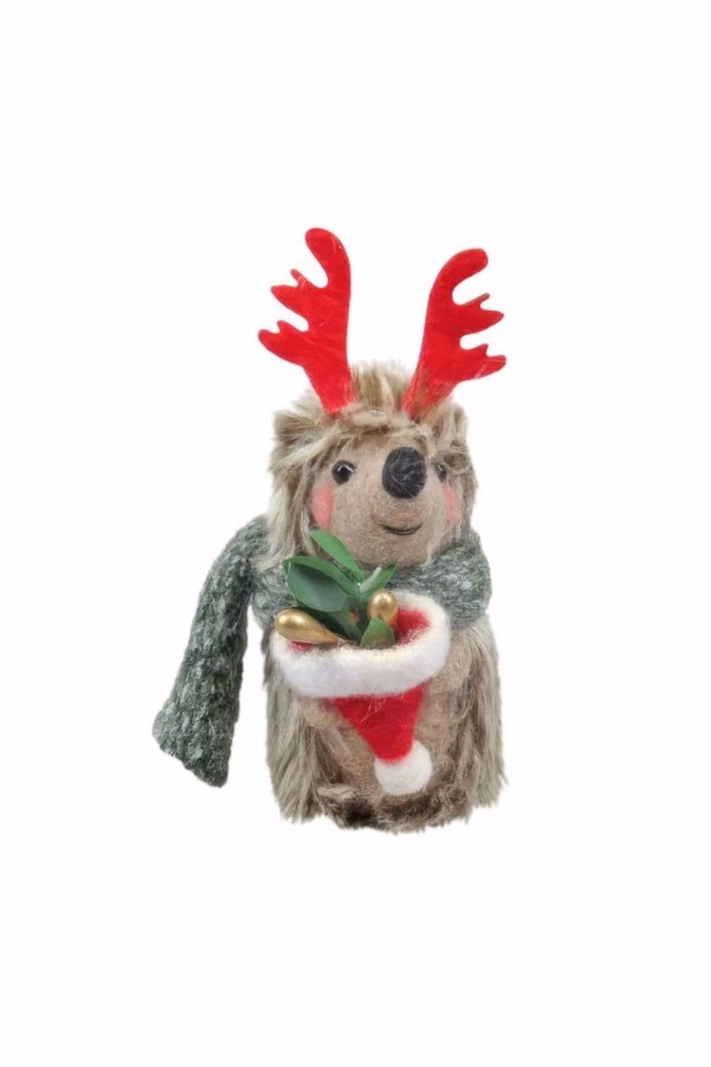 KDMD Multicolour Felt Hedgehog with Antlers Hanging Christmas Decoration, 10 cm – 2