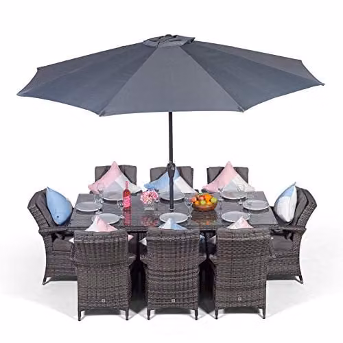 Thats Furniture Arizona 8 Seater Rattan Garden Dining Set in Grey and Brown with Metal Frame