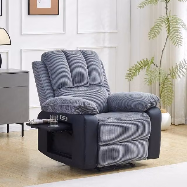 PAWNORA Electric Massage and Heat Recliner Chair in Grey Fabric