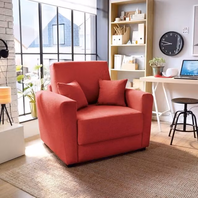 Abakus Direct Olly Single Sofa Bed in Red Linen