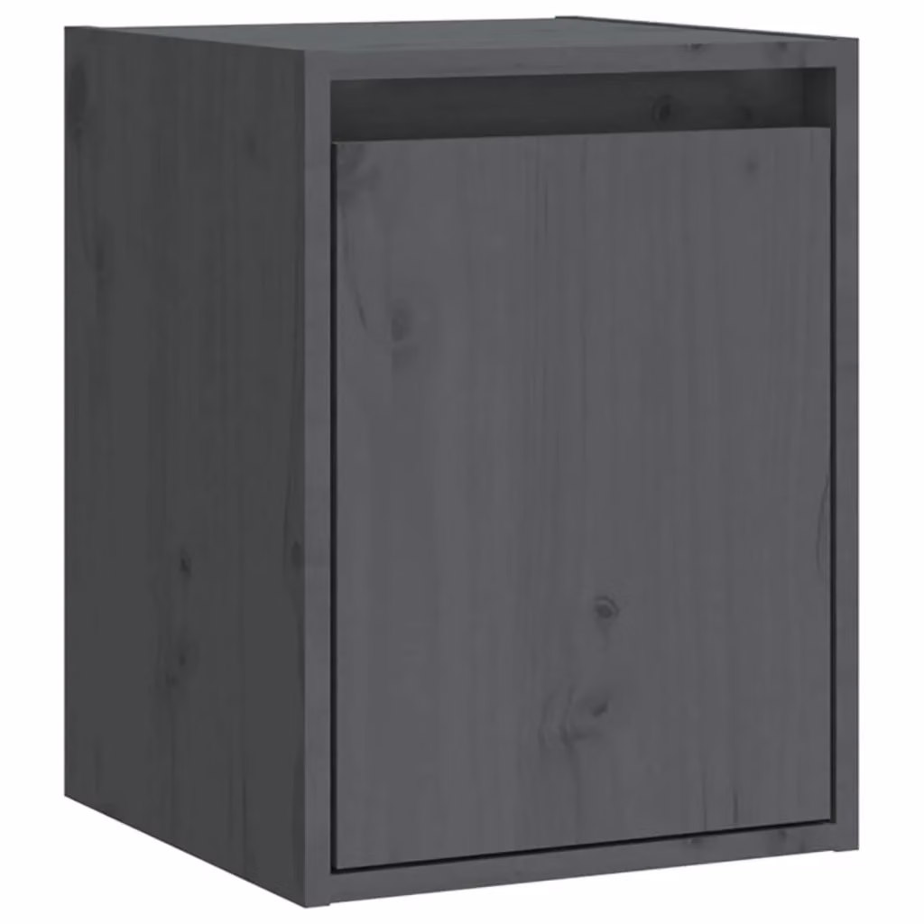 Berkfield Home Set of 2 Grey Solid Wood Pine Wall Cabinets, W/D/H: 30 x 30 x 40 cm – 4