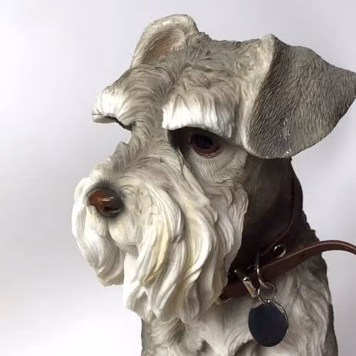 Leonardo Realistic Sitting Schnauzer Figurine in Grey and Multicolour – 3