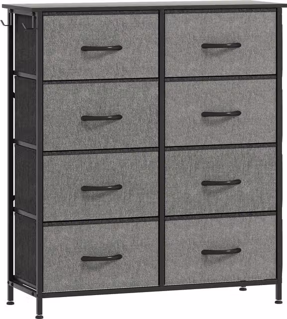 HOMCOM Modern Freestanding Chest of Eight Fabric Drawers in Charcoal Grey – 1