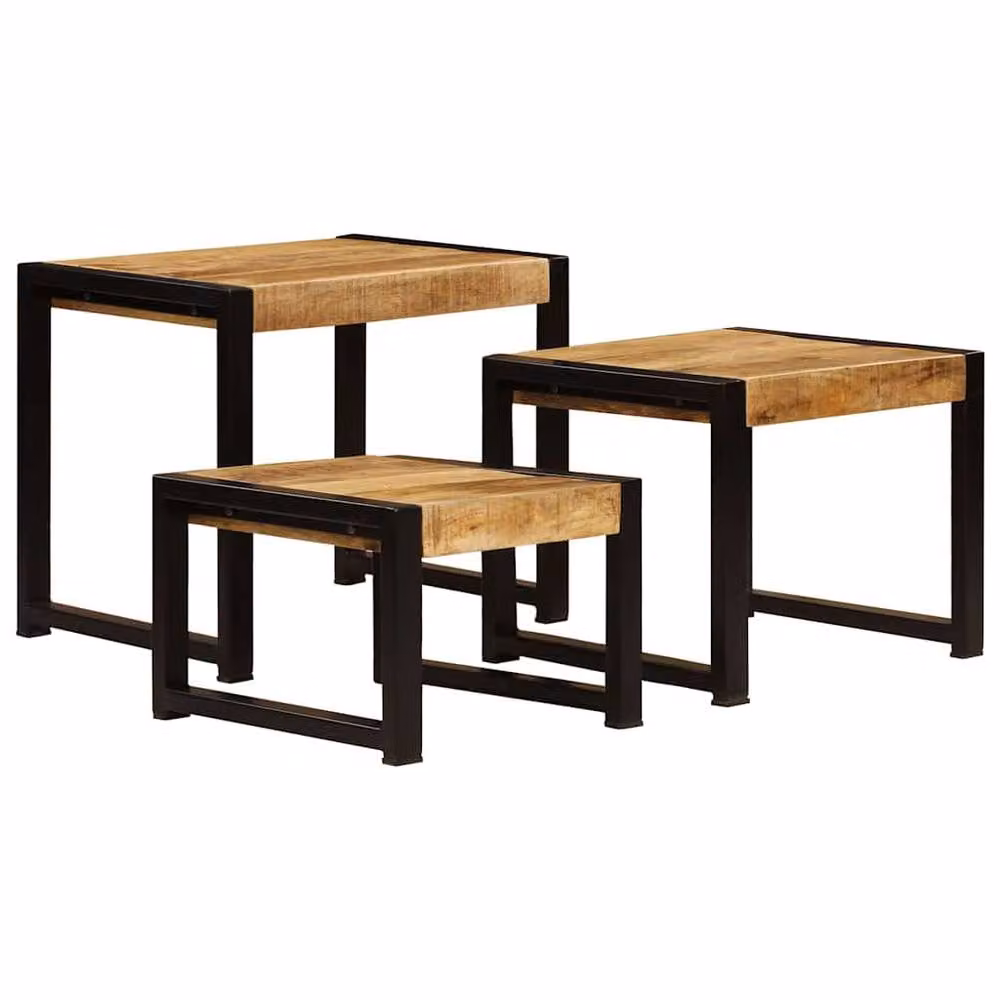 Berkfield Home Nesting Tables, Set of 3, Solid Mango Wood in Brown – 3