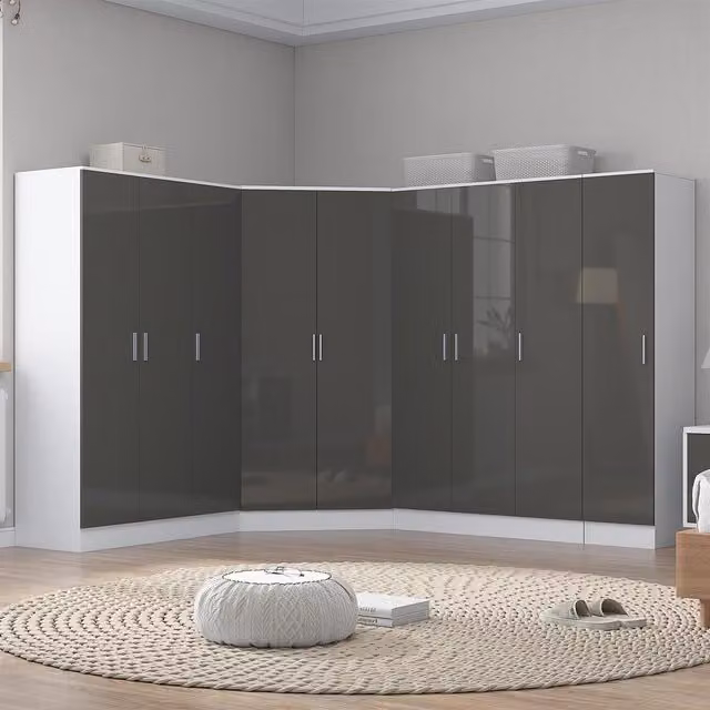REFLECT 4-Piece Wardrobe Bundle in Grey Gloss and Matt White, H 180 cm x W 365 cm x D 103 cm