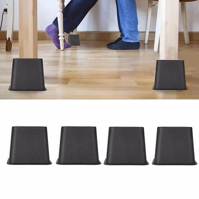FLAVORA 8-Piece Heavy-Duty Elephant-Feet Bed and Chair Risers, Black