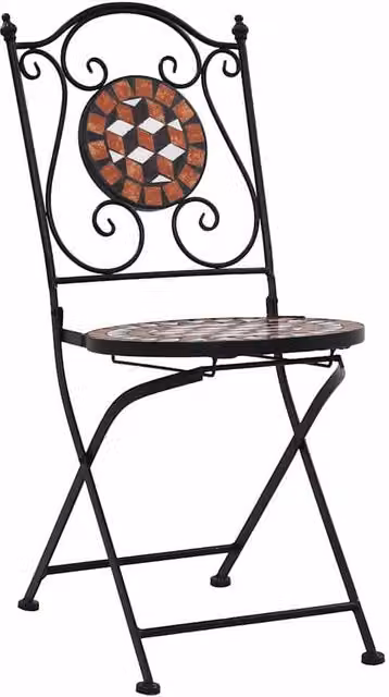Berkfield Home Mosaic Bistro Chairs, Set of 2, Brown Ceramic and Metal