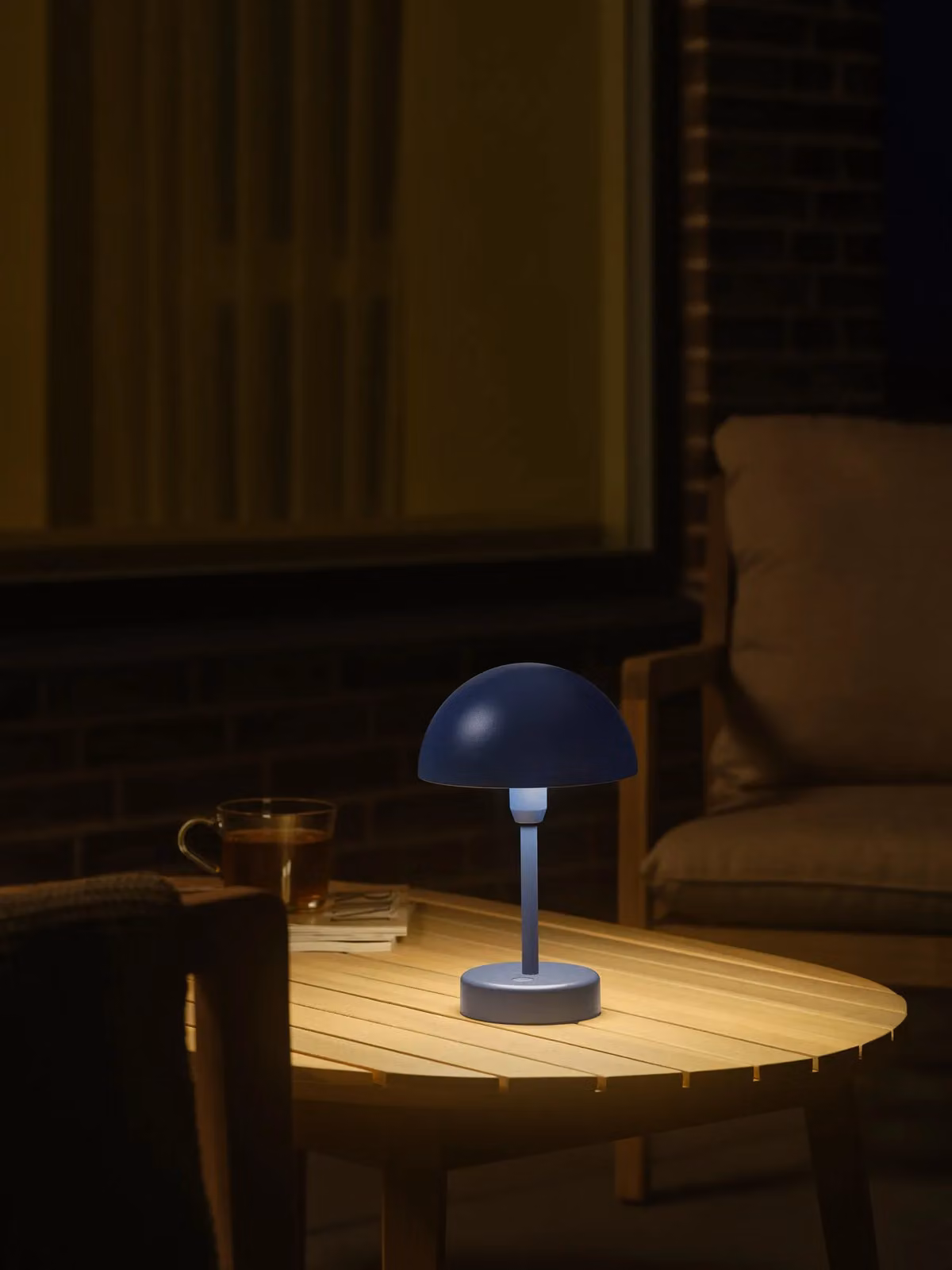 Nordlux Ellen Rechargeable LED Outdoor Portable Table Lamp, Blue Metal, IP44 – 3