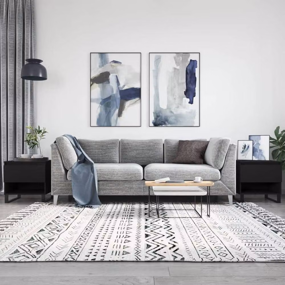 Berkfield Home Modern Nested Coffee Table Set of 2, Black, W/D/H: 50 x 46 x 50 cm – 2