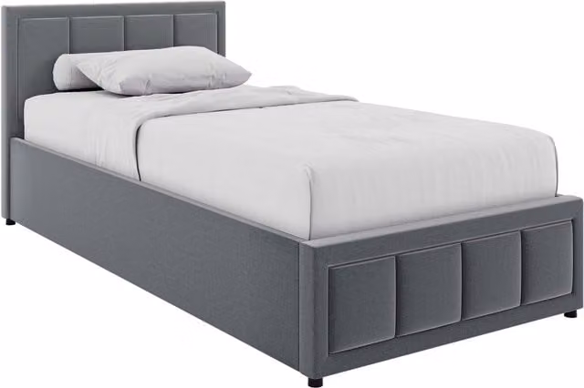 Vida Designs Vanita Single Ottoman Bed in Light Grey, W/D/H: 100 x 200 x 85 cm