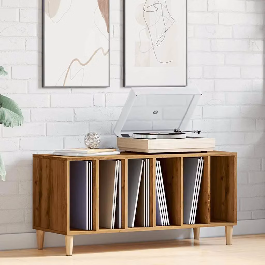 Berkfield Home Artisan Oak Record Cabinet in Brown, W/D/H: 100 x 38 x 48 cm – 3
