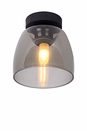 Lucide Tyler Black Flush Ceiling Light for Bathrooms, Diameter: 16.1 cm, IP44, G9