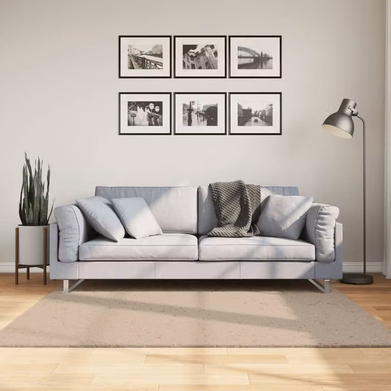 Berkfield Home HUARTE Square Short Pile Washable Rug in Sand, 160 x 160 cm