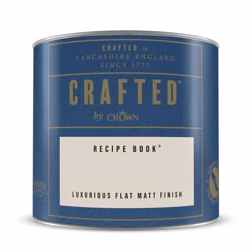 Crown CRAFTED Recipe Book Matt Emulsion Paint Tester Sample, Beige, 125ml – 4