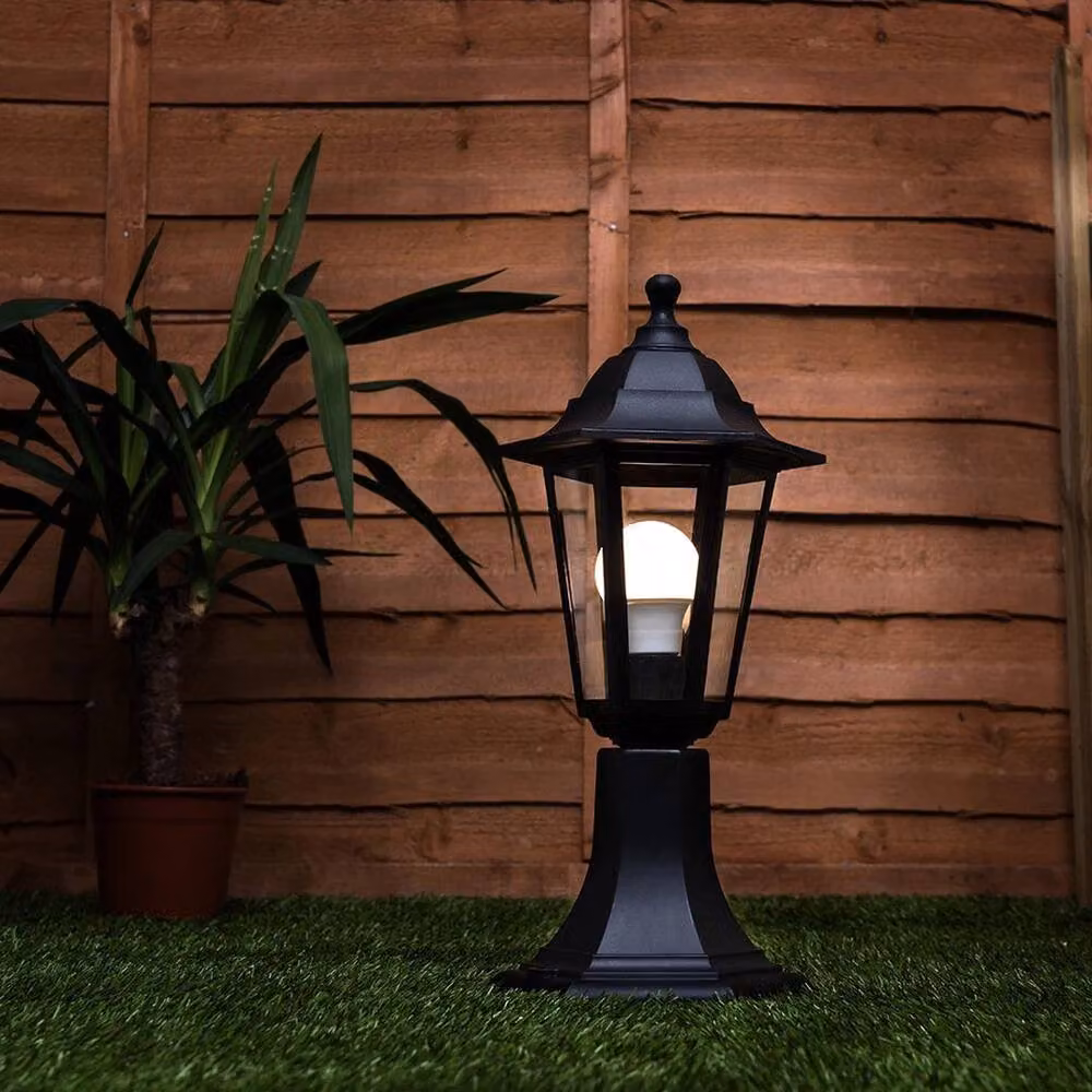 FORGEVIO Black Classic Garden Lamp Post with LED Bulb and Transparent Lantern – 3