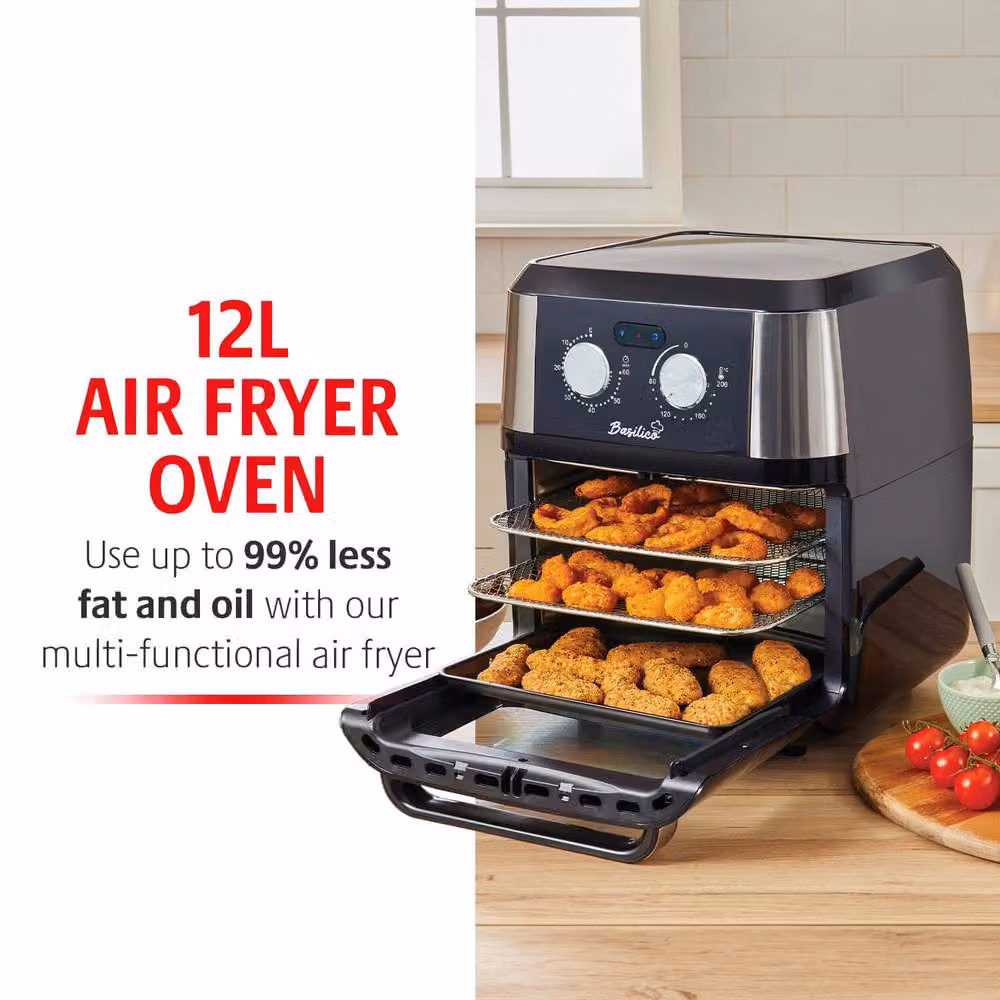 Basilico 12L Multi-Function Air Fryer Oven with Rotisserie and Timer, Black – 2