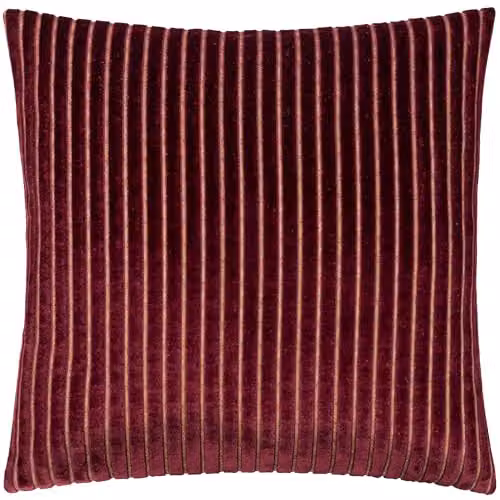 Paoletti Savoy Stripe Red Velvet Square Cushion, W/D/H: 50 x 50 x 50 cm