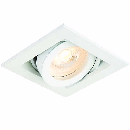 Loops Square Adjustable Recessed Ceiling Spotlight in White, GU10, Dimmable Modern Downlight