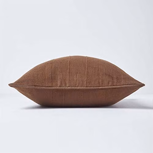 Homescapes Rajput Ribbed Cotton Cushion Cover, Brown, W/D/H: 60 x 60 x 1 cm – 2