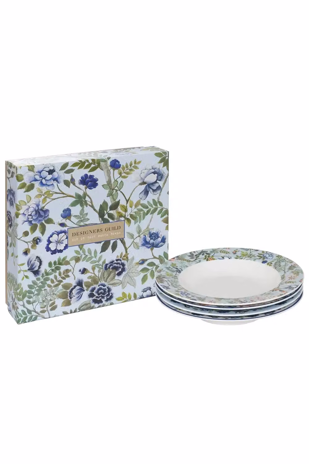 Designers Guild Multicolour Floral Porcelain De Chine Pasta Bowl Set of 4, Diameter: 23 cm – 2
