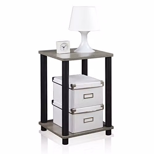 Furinno TURN-N-TUBE 2-Tier Side Table with Open Shelf in French Oak