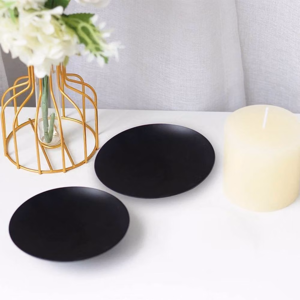 KORVIXA Set of 2 Vintage Metal Pillar Candle Holders in Black, 11 cm Diameter – 4