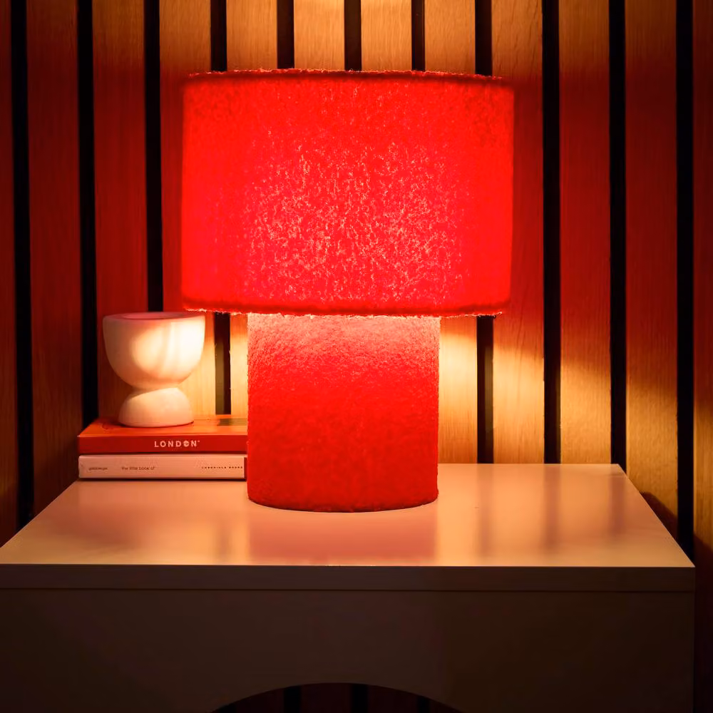 K LIVING Osaka Red Teddy Velvet Table Lamp – 2