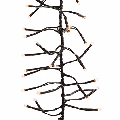 Shatchi 960 LED Christmas Tree Cluster Lights with Cool White LEDs, Green Cable, Timer and 8 Light Modes – 5