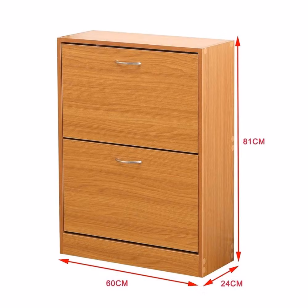 EONLION Modern 2 Drawer Brown Shoe Cabinet Storage Cupboard with Tilting Compartments – 2