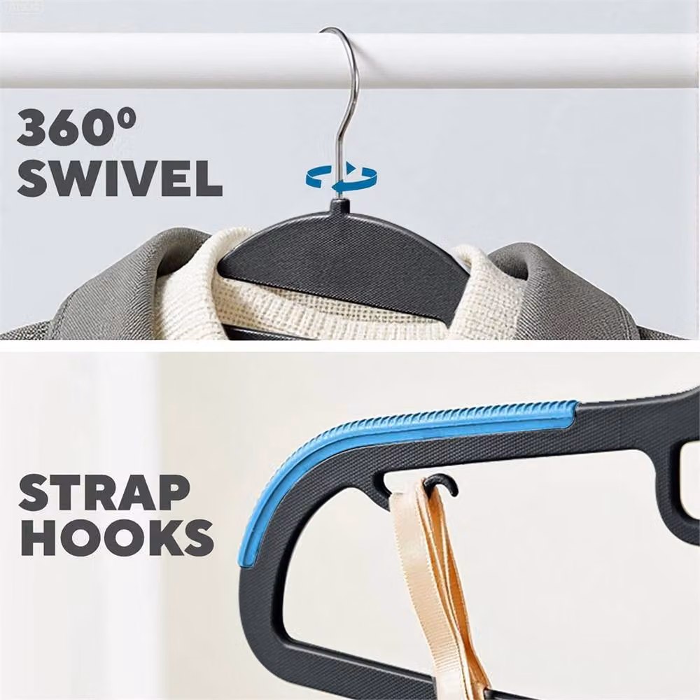 NESTLUNE 30-Piece Blue Non-Slip Plastic Space-Saving Clothes Hangers – 4