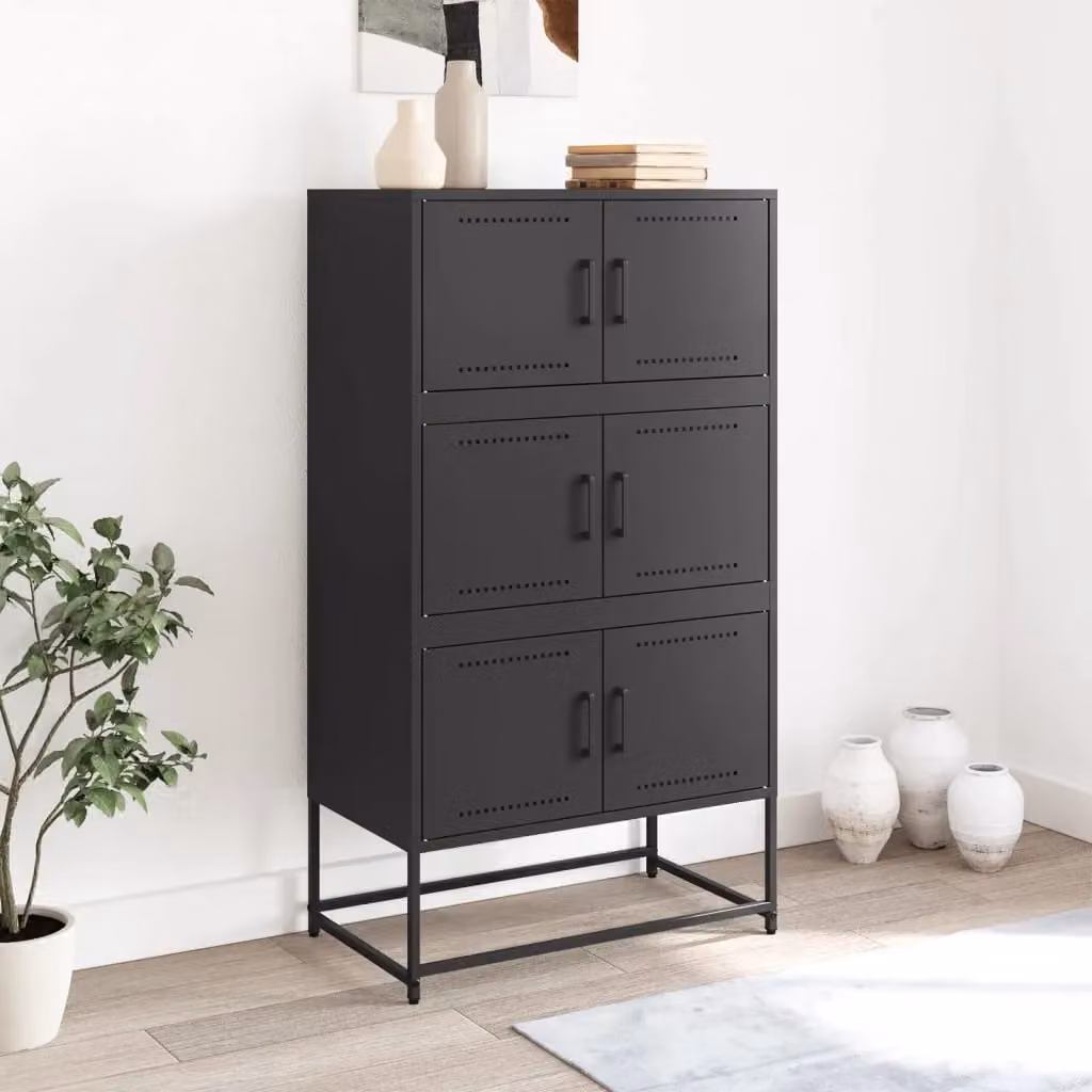 Berkfield Home Industrial Black Metal Sideboard W/D/H: 68.5 x 38.5 x 123.5 cm – 2