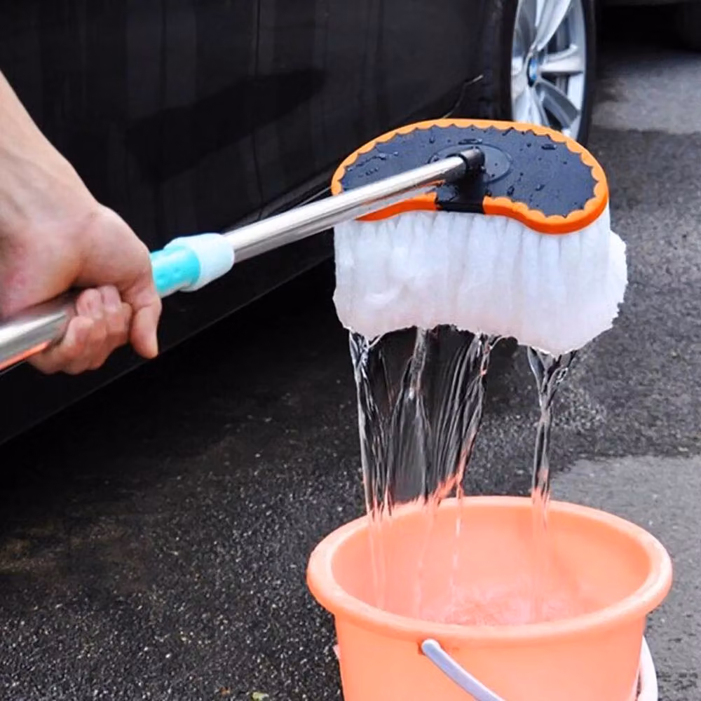 FLAVORA Multicolour Microfibre Car Wash Mop with Telescopic Handle – 4