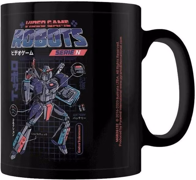 Ilustrata Video Game Robots Series N Ceramic Mug in Black