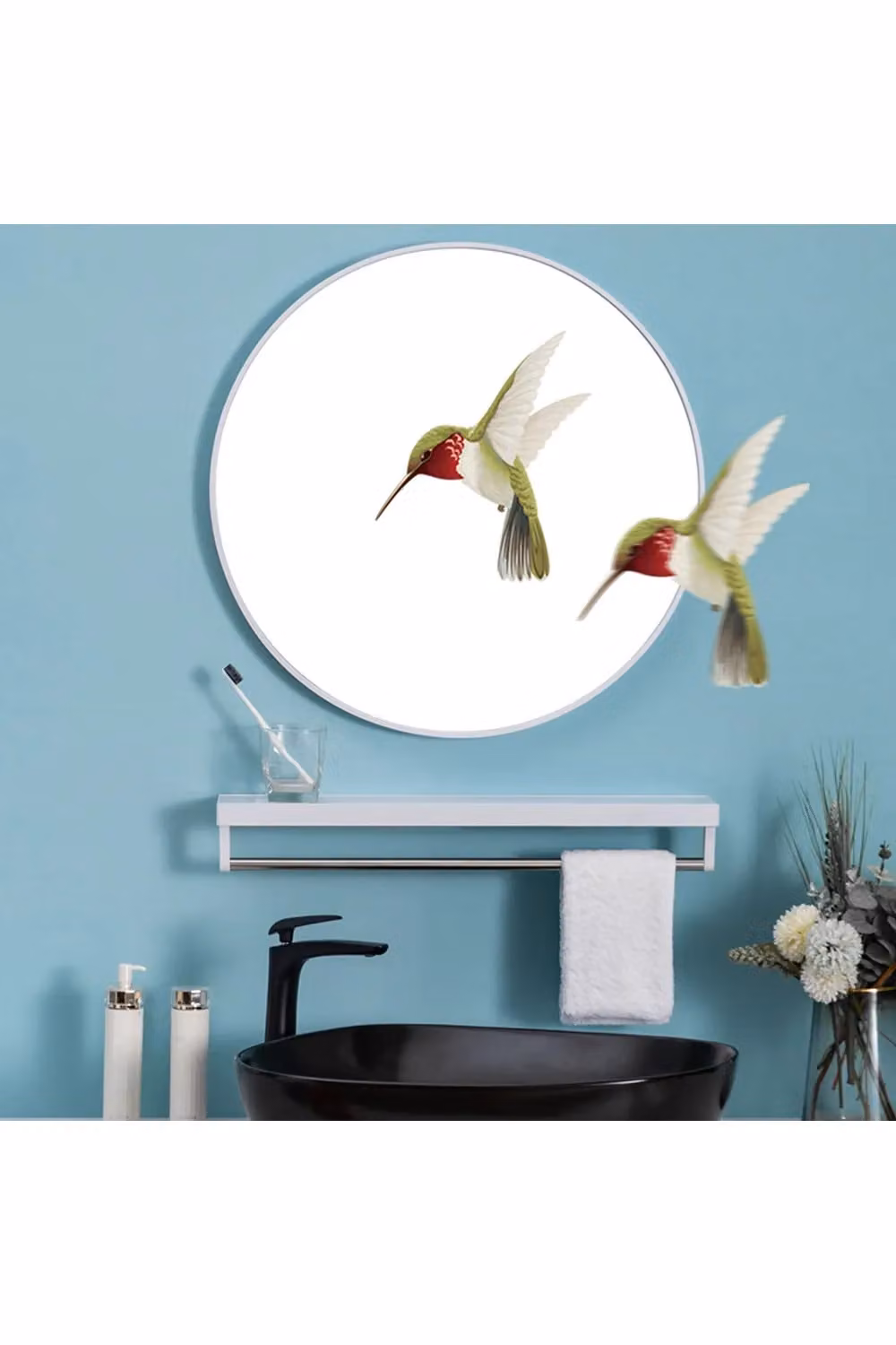 Living and Home Nordic Round Wall Mirror in White, Diameter: 40 cm – 3
