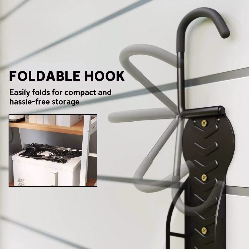 Kelvenix 4 Pack Black Steel Wall Mounted Bike Hooks for Garage – 4